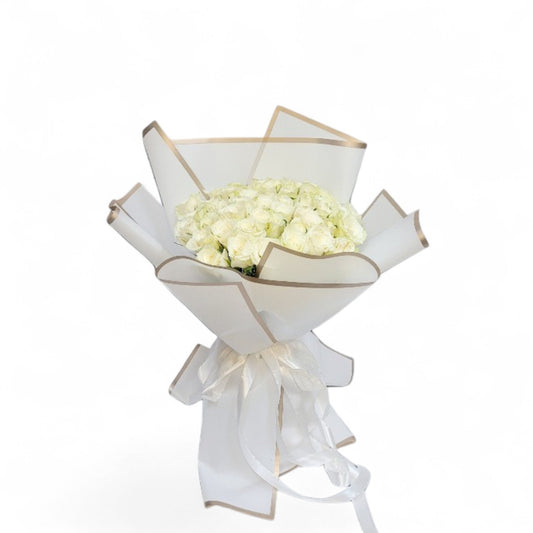 25 White Rose Bouquet - Vianya Florals