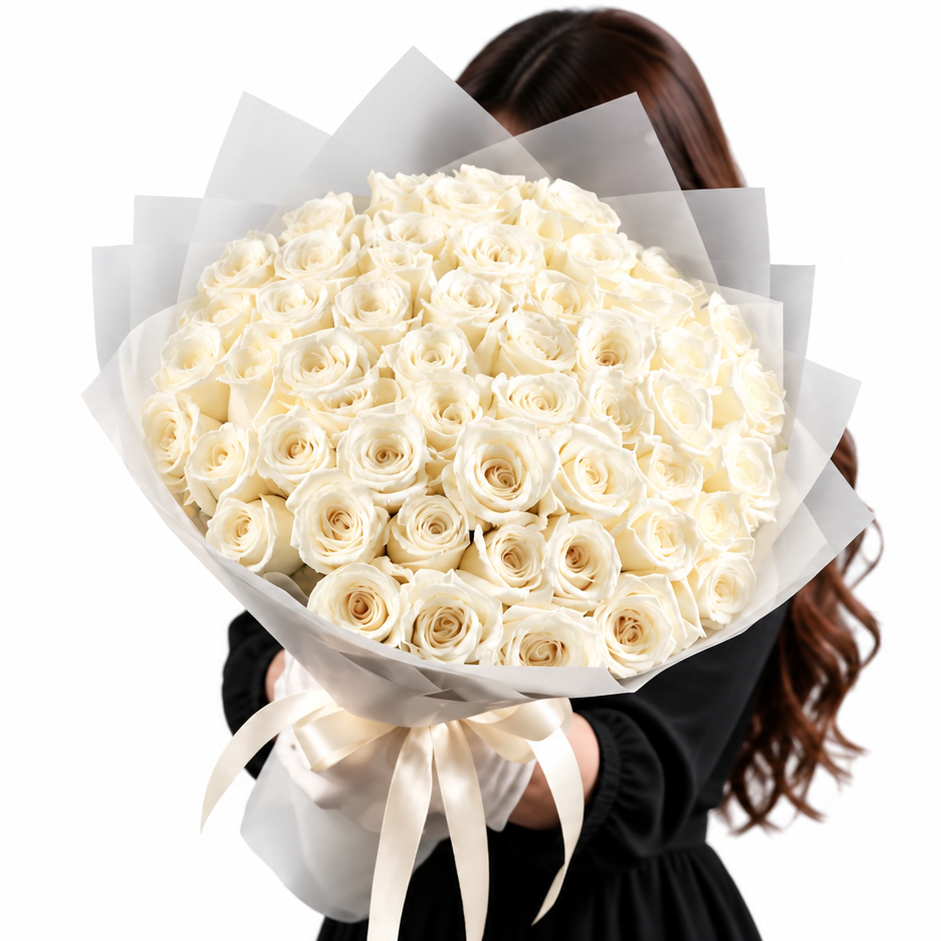 51 White Roses Bouquet
