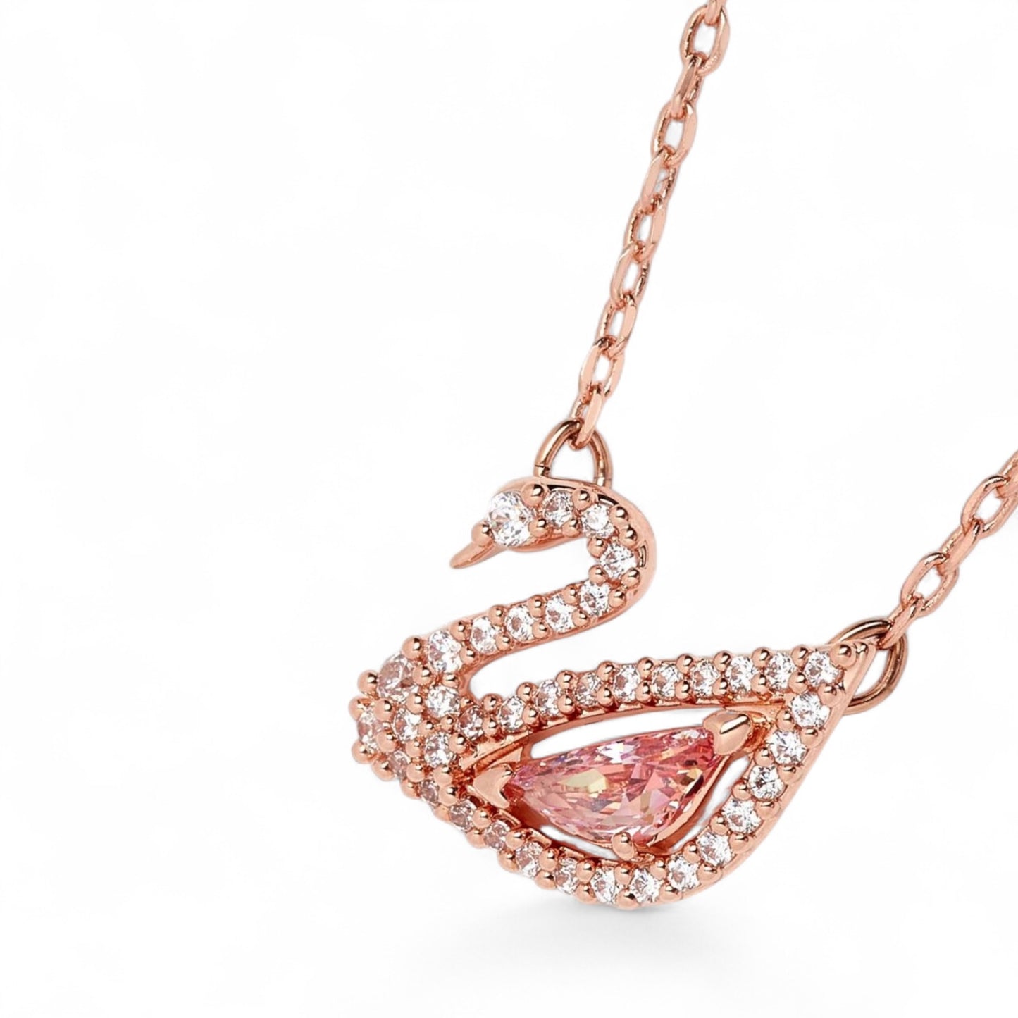 Swarovski Dazzling Swan Necklace in Rose-gold Plated Metal