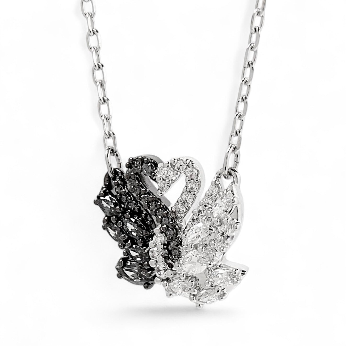 Swarovski Swan Pendant Necklace in Rhodium-plated Metal