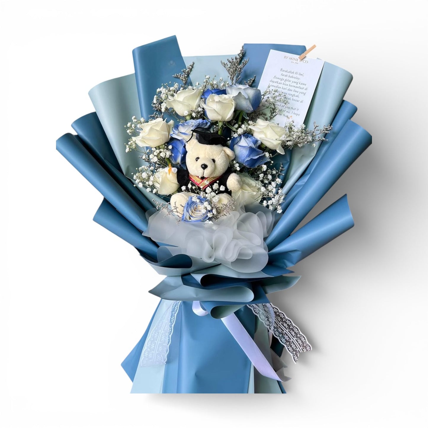 Blue & White Teddy Rose Bouquet