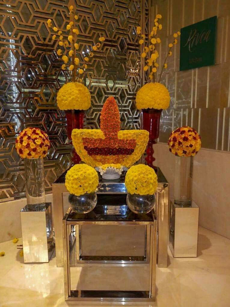 Floral Diya Display Arrangement