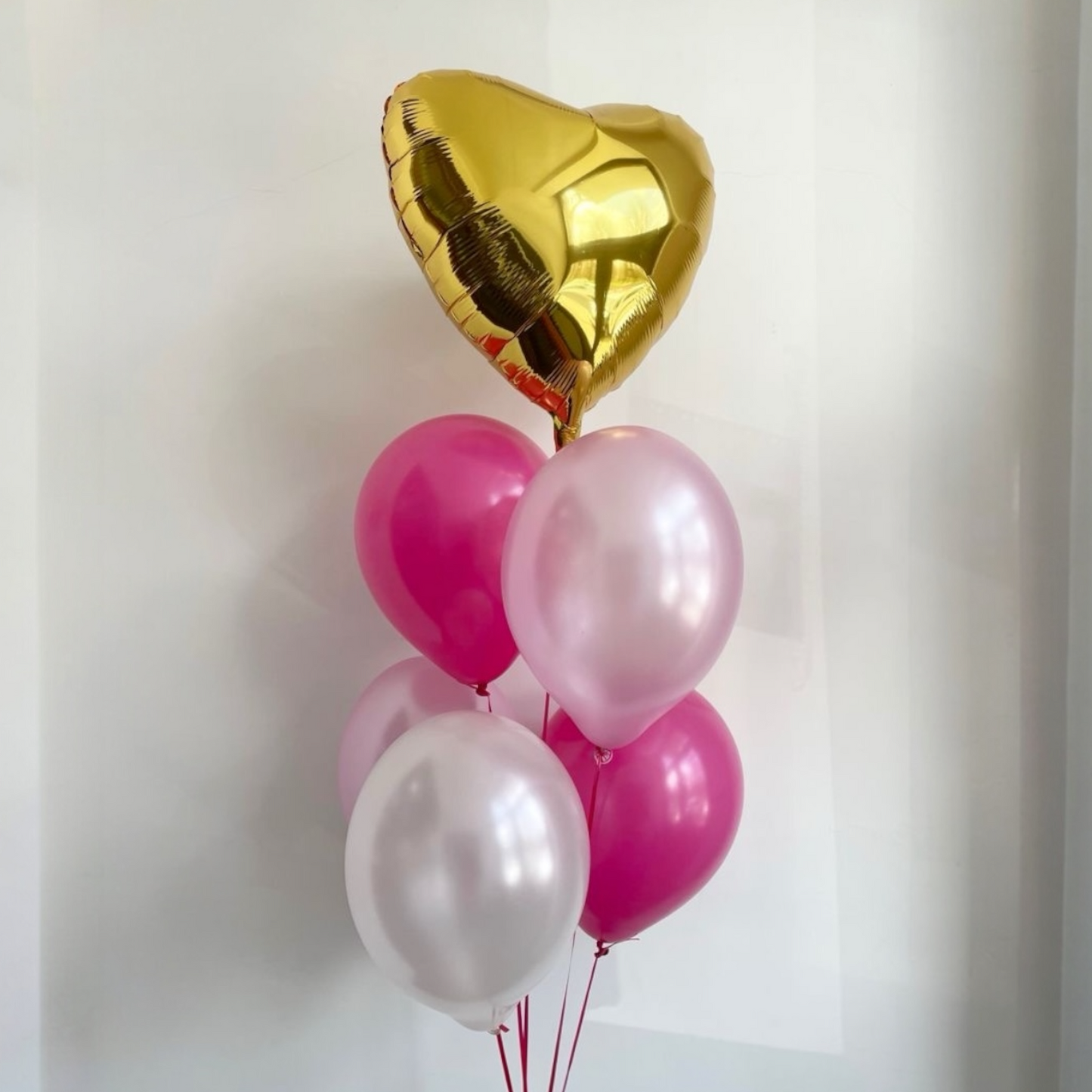 Golden Heart Pink Balloon Set