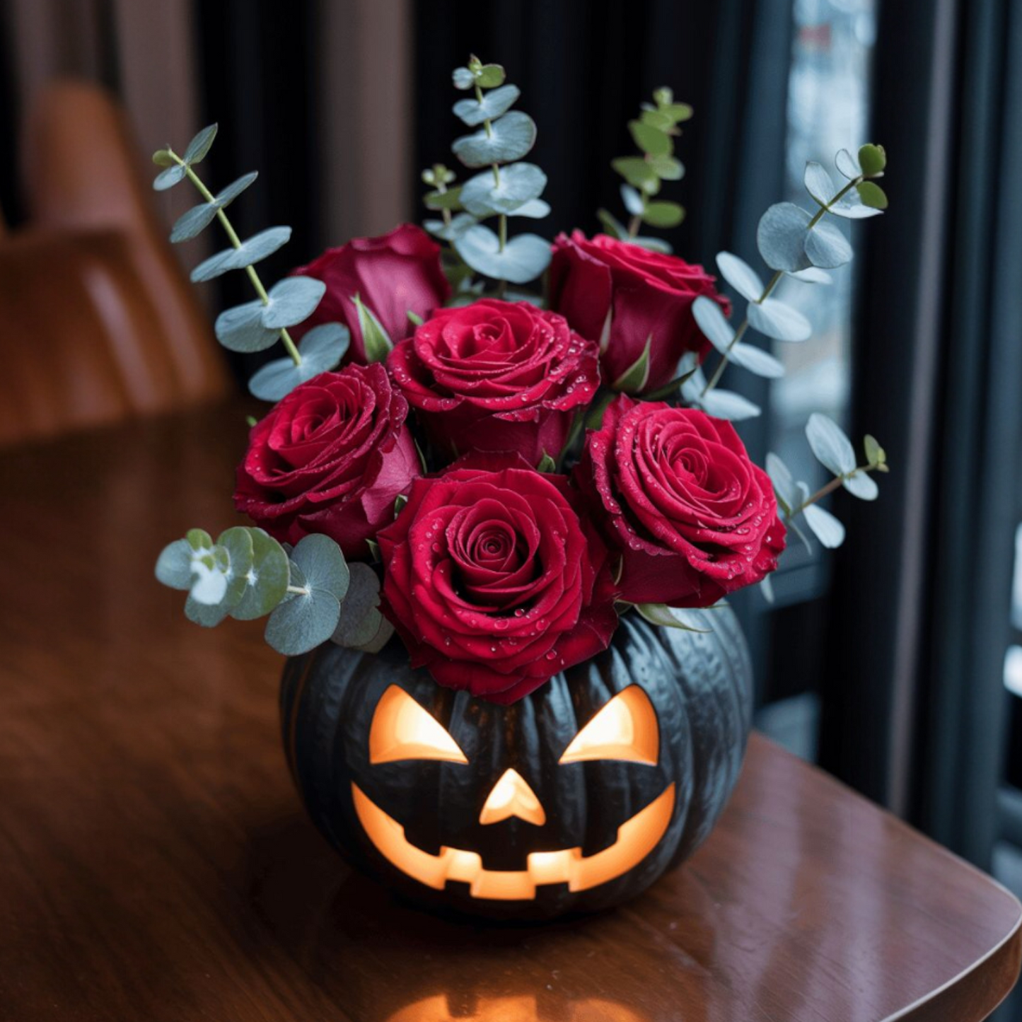 Midnight Pumpkin Rose Arrangement