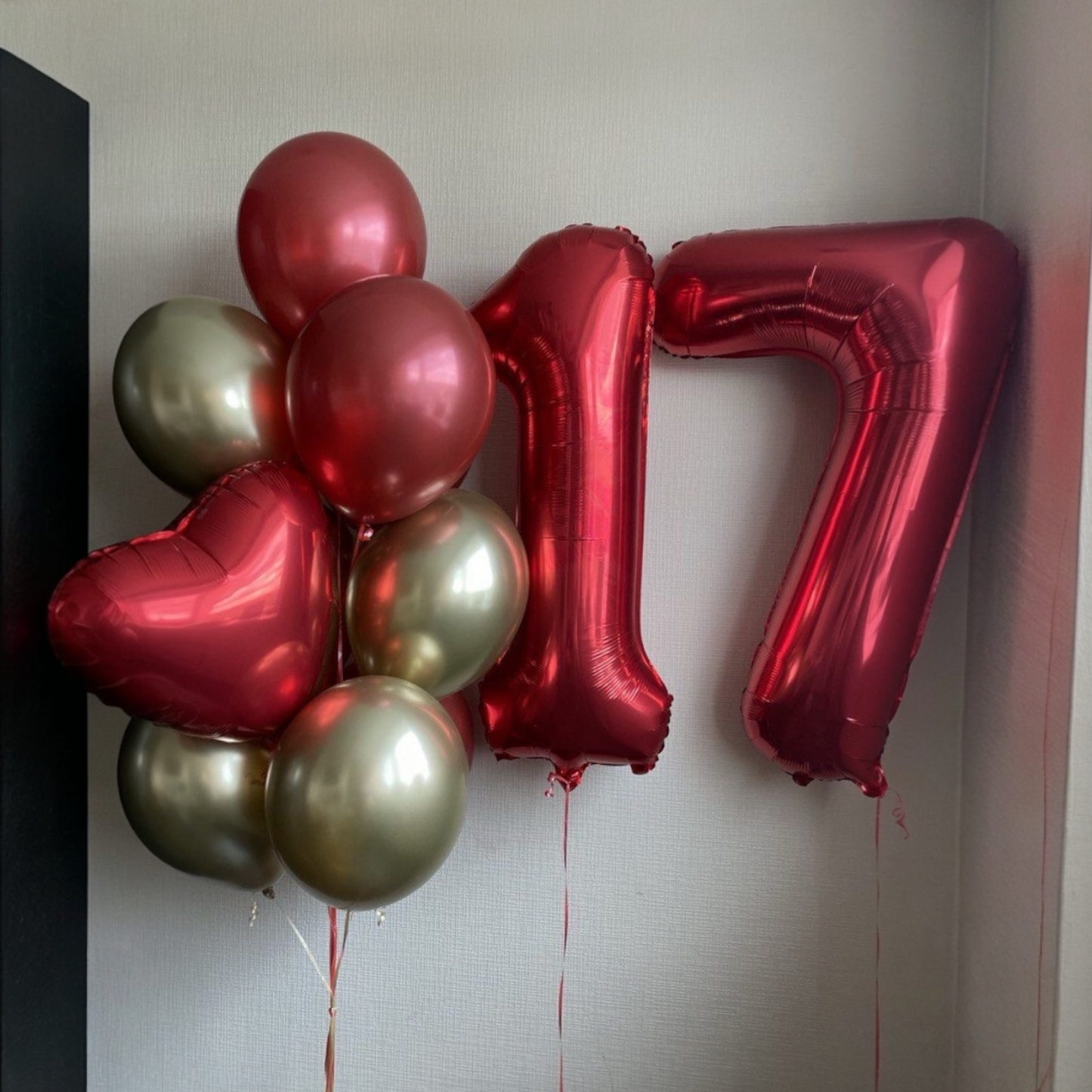 Red Heart & Number Balloon Set