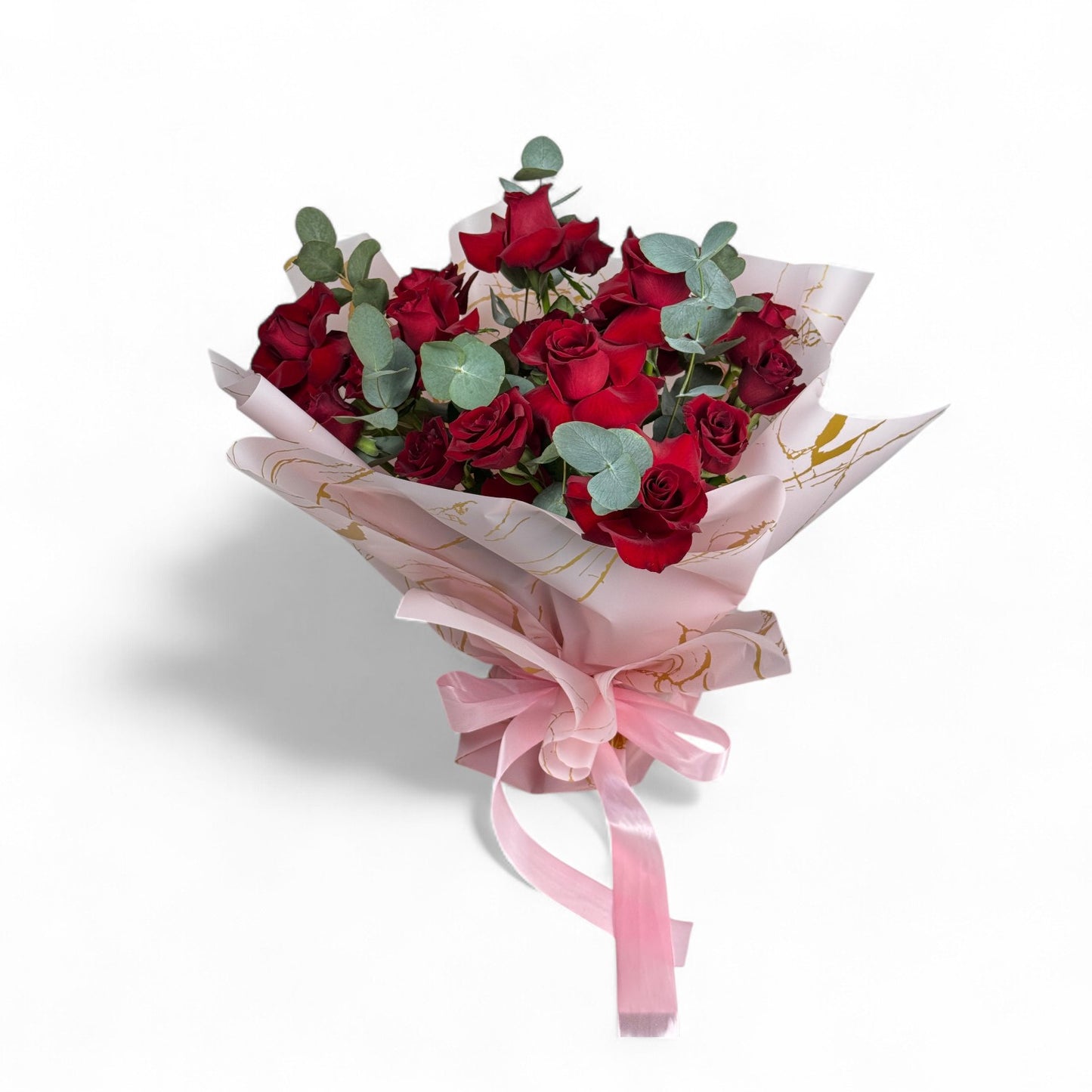 25 Red Rose with Eucalyptus
