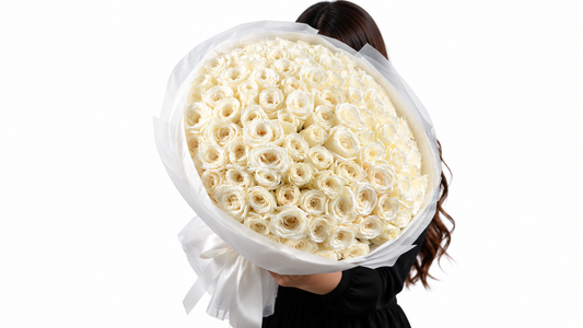 101 White Roses Bouquet