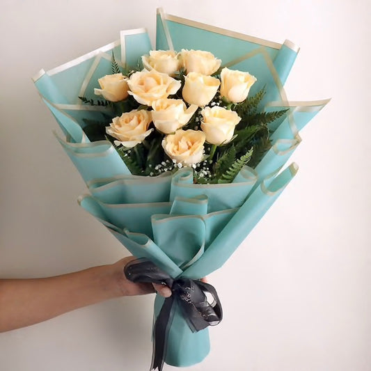 10 Peach Rose Bouquet