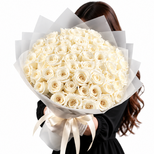 51 White Roses Bouquet