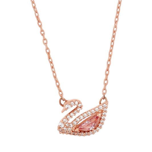 Swarovski Dazzling Swan Necklace in Rose-gold Plated Metal