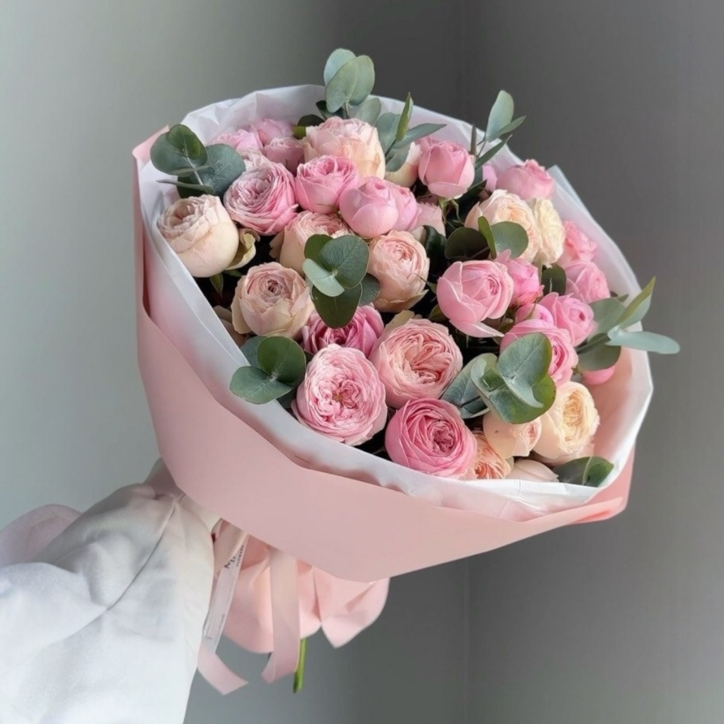 Blush Garden Rose & Eucalyptus Bouquet