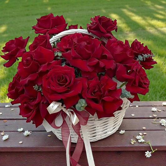 Classic Red Rose Basket