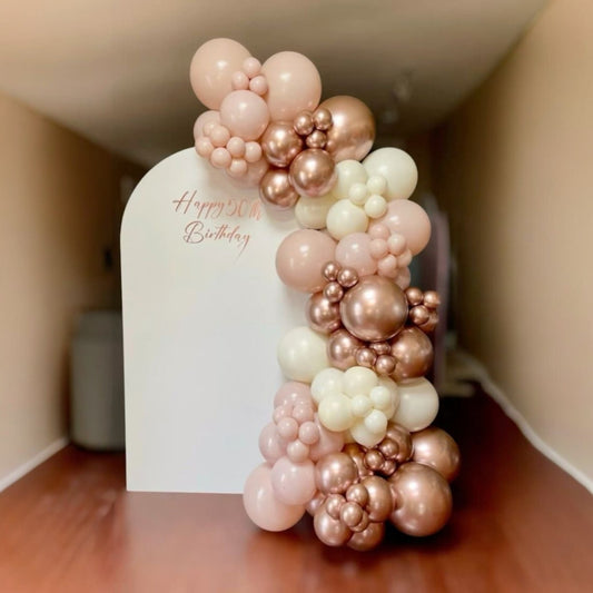 Elegant White & Rose Gold Balloon Arch