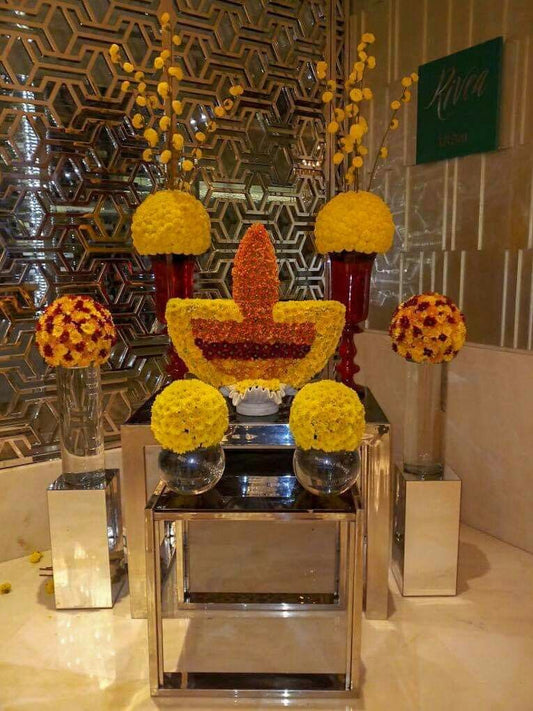 Floral Diya Display Arrangement