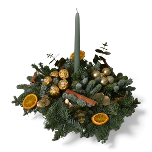 Golden Christmas Candle Centerpiece