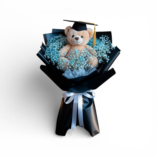 Graduation Teddy Blue Bloom