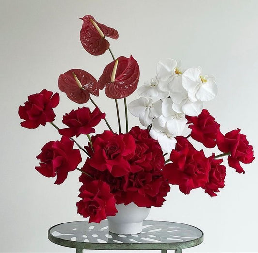 Red Rose and Orchid Centerpiece