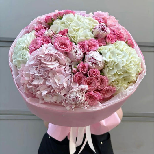 Pastel Peony & Hydrangea Luxe Bouquet
