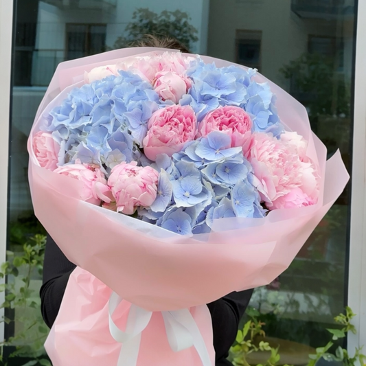 Peony & Blue Hydrangea Dream Bouquet