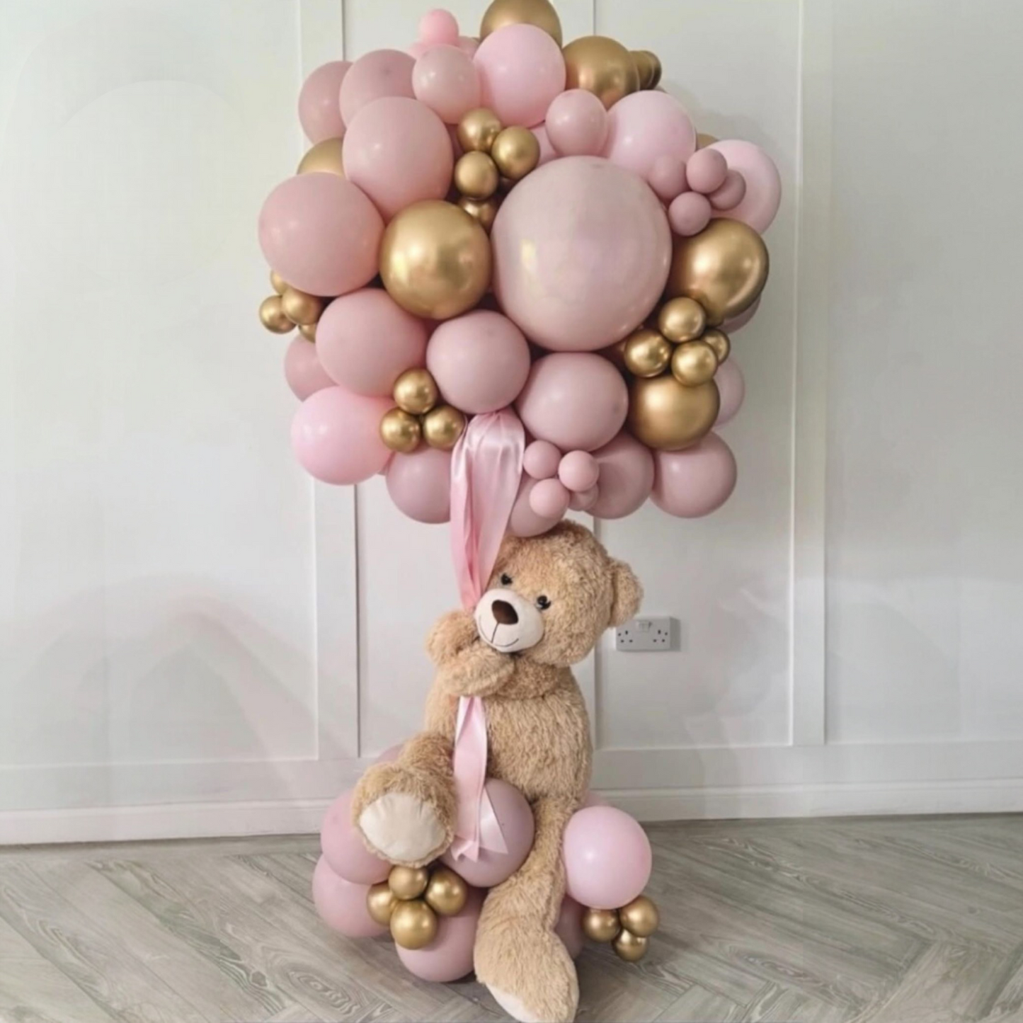 Pink & Gold Teddy Balloon Sculpture
