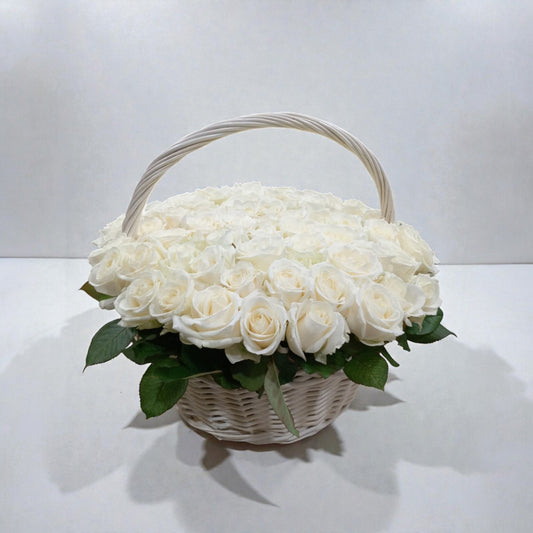 Pure Ivory Rose Basket