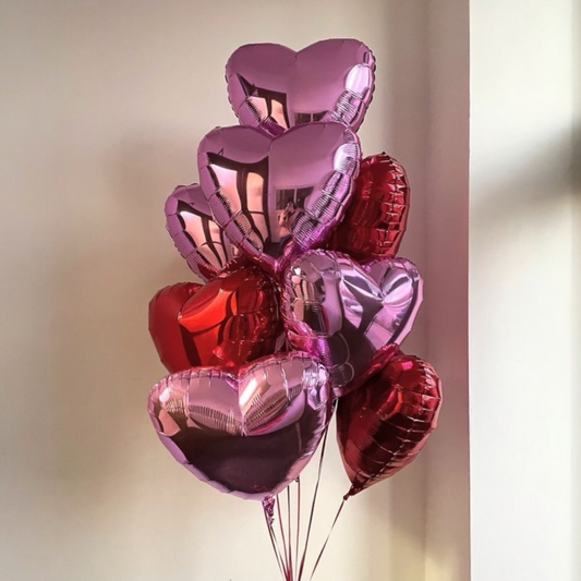 Red & Rose Gold Heart Balloon