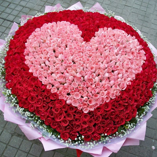 Red Rose & Pink Heart Bouquet Online