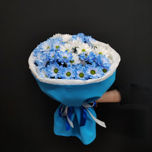 Sky Blue & White Daisy Bouquet