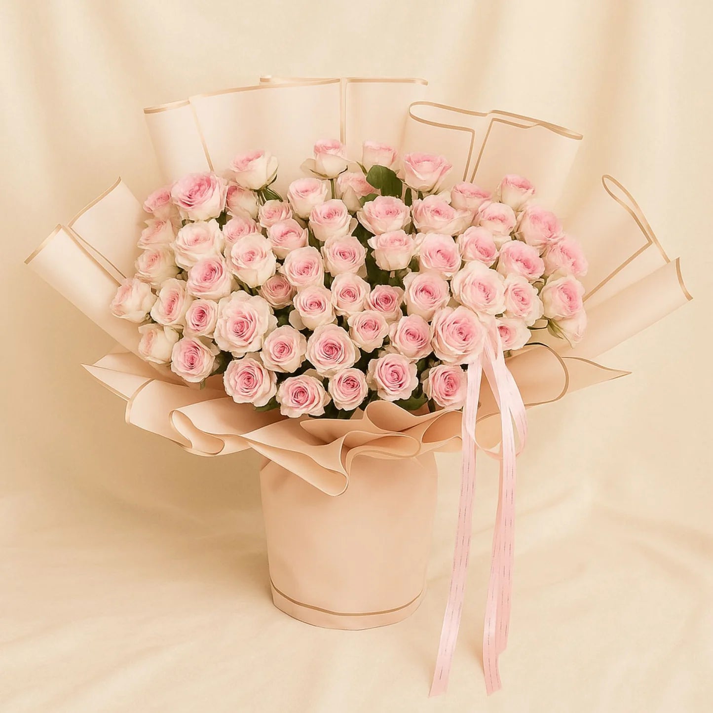 Soft Pink Rose Basket Arrangement