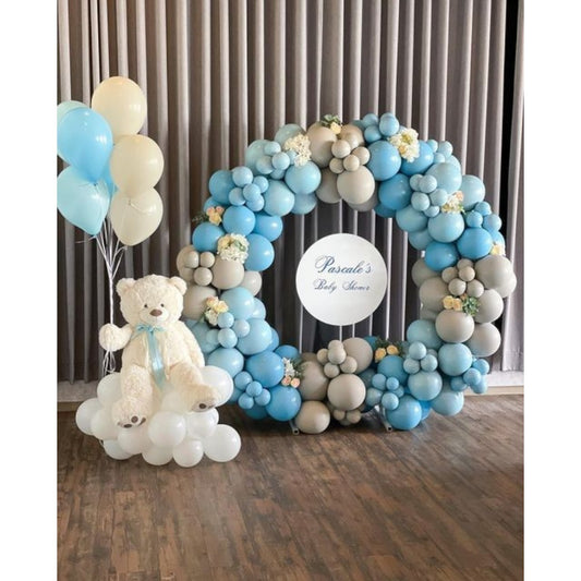 Teddy & Balloons Baby Boy Shower Setup