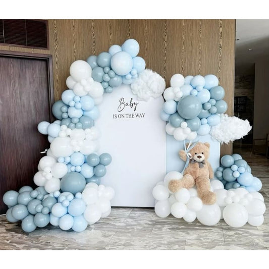 Welcome Baby Blue Balloon Setup