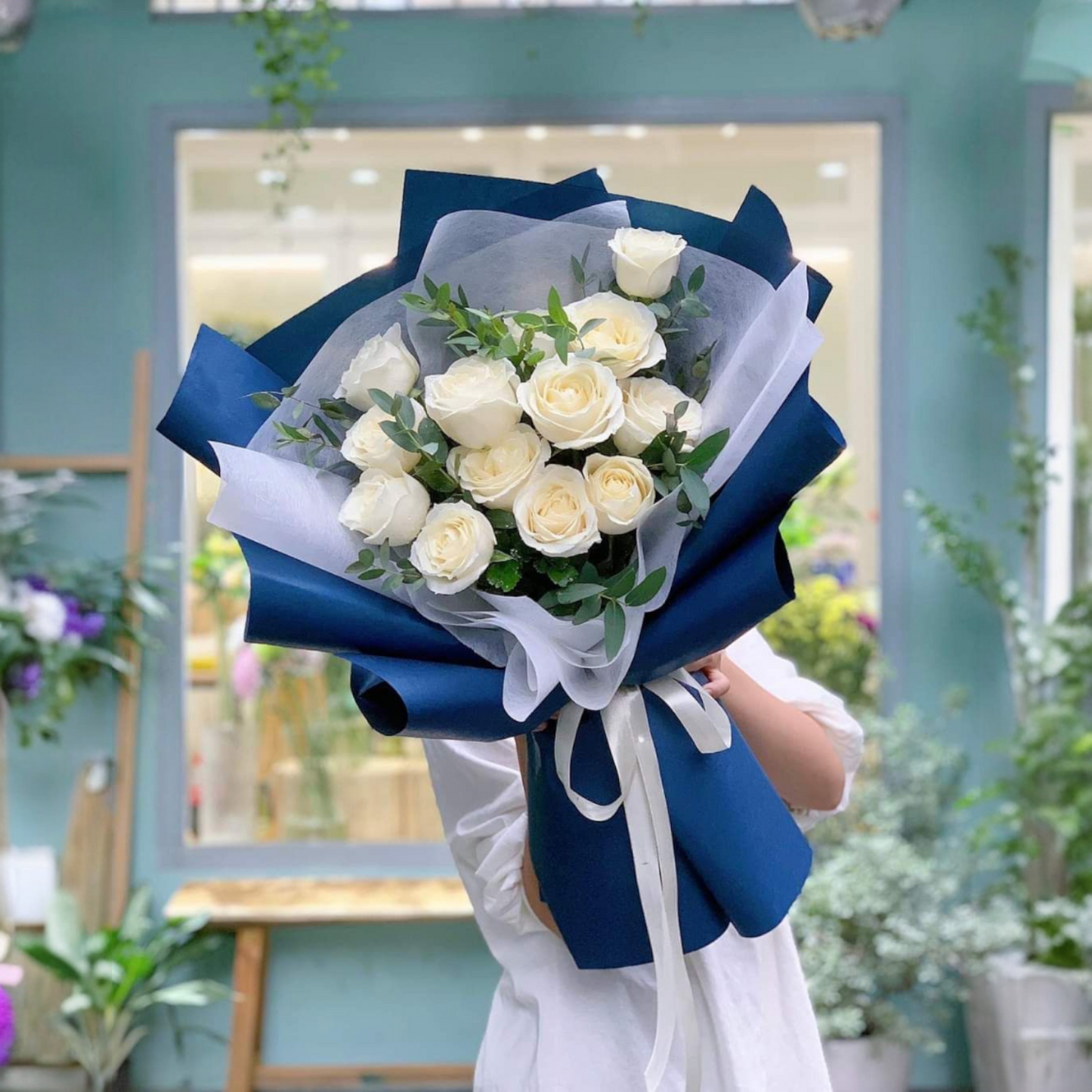 White Rose Hand-Tied Bouquet