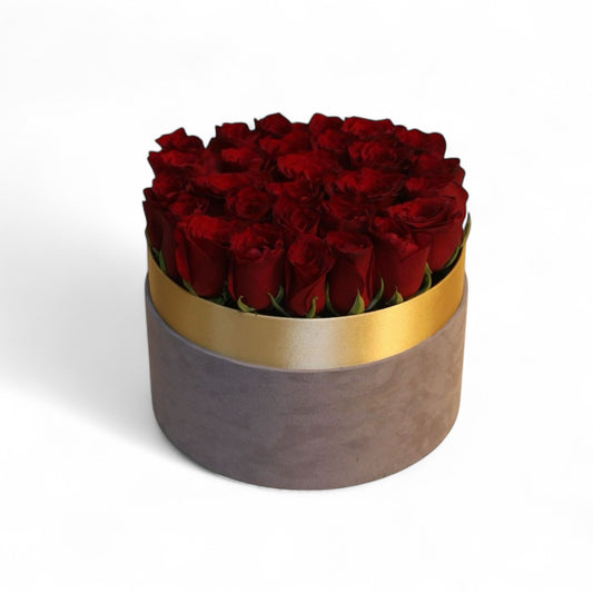 Red Rose Grey Hatbox