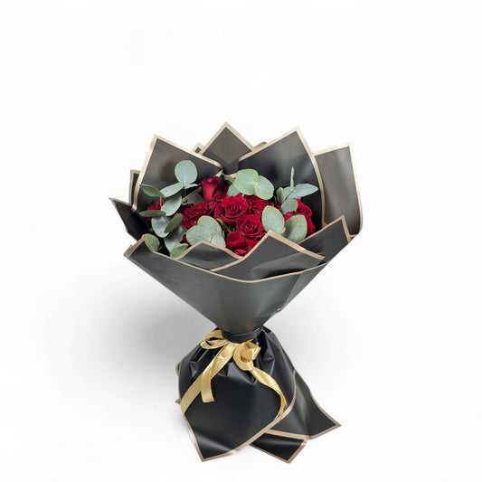 15 Red Rose with Eucalyptus
